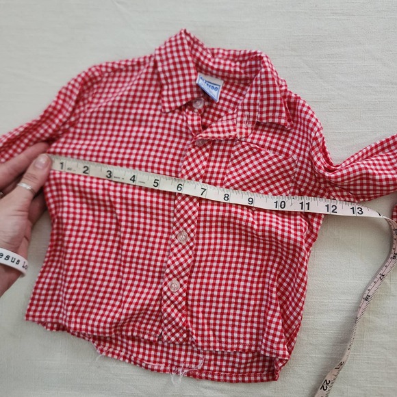 Vintage Red Gingham Buttondown Shirt 2t/3t - Picture 4 of 7